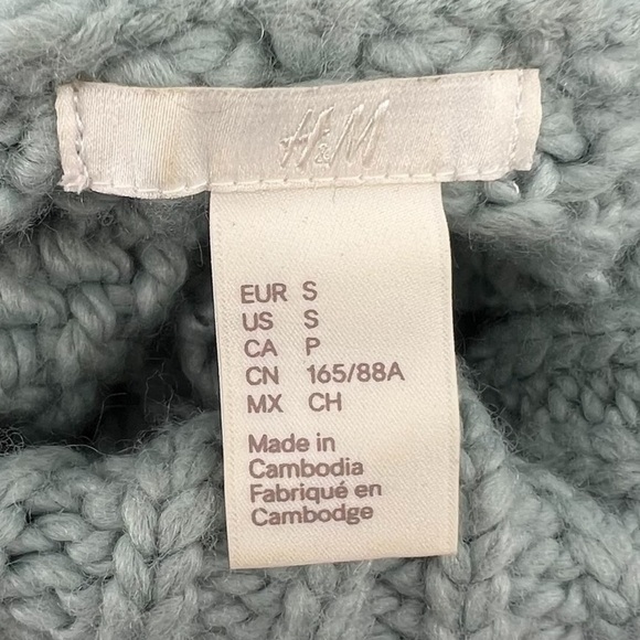 H&M Green Knitted Crop Long Sleeve Turtleneck Sweater Size Small Women’s - Picture 2 of 5